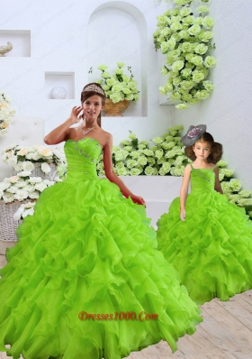 2015 Luxurious Beading and Ruffles Green Princesita Dress