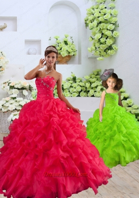 New Style Organza Coral Red Princesita Dress with Beading and Ruffles for 2015