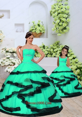2015 Modest Beading and Ruching Princesita Dress in Turquoise