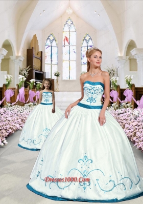 2015 Modest Embroidery White and Blue Princesita Dress 265.89