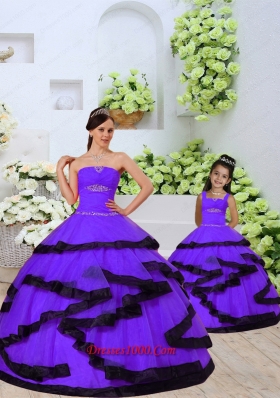 2015 New Style Beading and Ruching Organza Lavender Princesita Dress