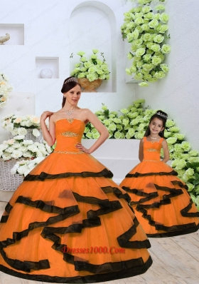 2015 Unique Beading and Ruching Princesita Dress in Orange
