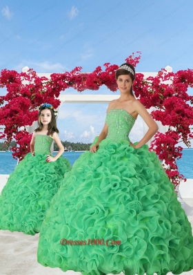 New Arrival Spring Green Princesita Dress with Beading and Ruffles for 2015 Spring