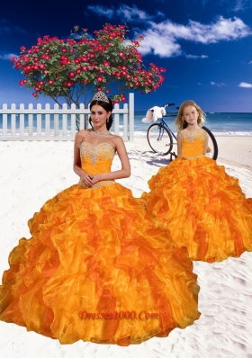 New Style Appliques and Beading Orange Princesita Dress