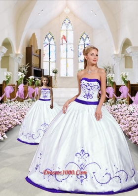 Unique Embroidery White and Purple Princesita Dress for 2015