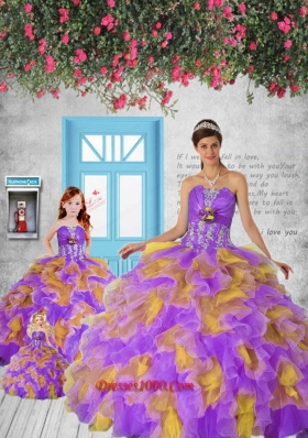 2015 Remarkable Appliques and Ruffles Colorful Princesita Dress