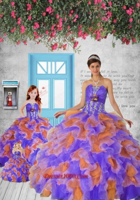 2015 Remarkable Appliques and Ruffles Multi-color Princesita Dress