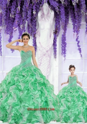 2015 Spring Hot Sales Beading and Ruffles Green Princesita Dress