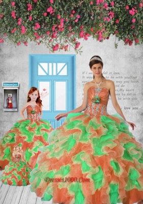 Exclusive Orange and Red Princesita Dress with Appliques and Ruffles for 2015