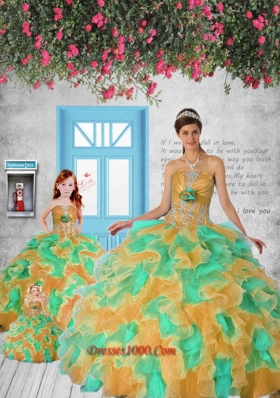 Modest Appliques and Ruffles Princesita Dress in Multi-color