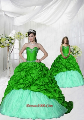 Trendy Appliques Brush Train Spring Green Princesita Dress for 2015 Spring