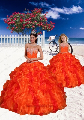 Appliques and Beading Sweetheart Princesita Dress in Orange