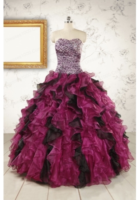 2015 New Style Sweetheart Ruffles Multi-color Quinceanera Dresses