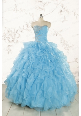 Baby Blue 2015 Prefect Quinceanera Dresses with Beading and Ruffles
