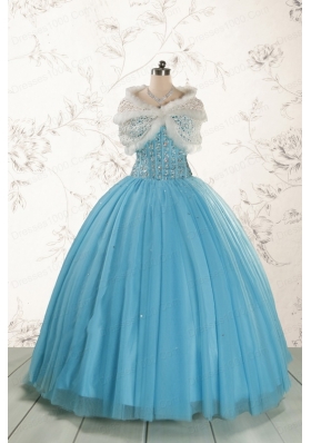 Ball Gown 2015 Baby Blue Quinceanera Dresses with Sweetheart