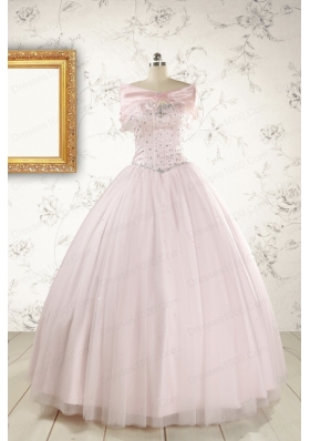 Light Pink Beading Pretty Quinceanera Dresses for 2015