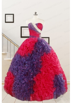 Wonderful Beading and Ruffles Multi-color Quinceanera Dresses