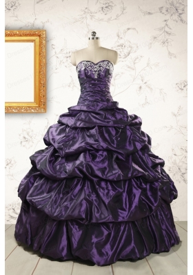 2015 Modern Sweetheart Purple Quinceanera Dresses with Appliques