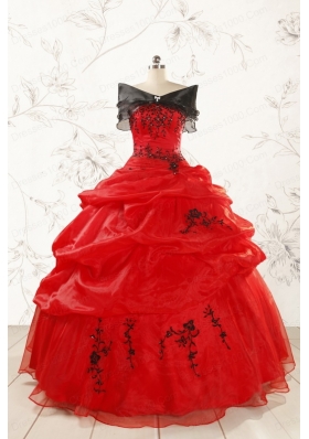 Most Popular Appliques Red Quinceanera Dresses for 2015