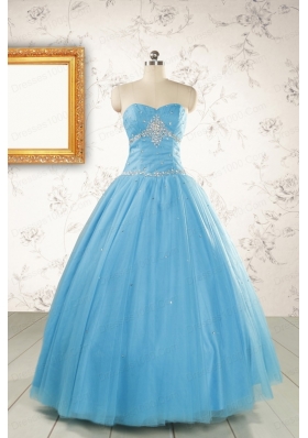 2015 New Style Beading Sweet 15 Dresses in Aqua Blue