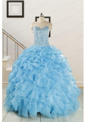 Luxurious Beading Blue Quinceanera Dresses for 2015