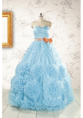 Unique Beading Aqua Blue Quinceanera Dresses for 2015