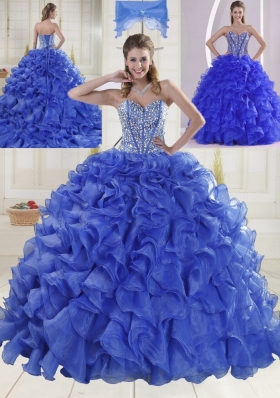 2014 Puffy Sweetheart Brush Train Quinceanera Dresses