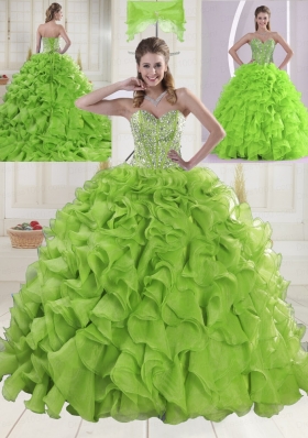 Popular Sweetheart Brush Train Quinceanera Gowns with Beading