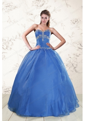 2015 Cheap Appliques Quinceanera Dresses in Royal Blue