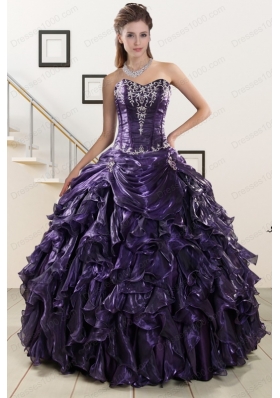 2015 Elegant Sweetheart Purple Quinceanera Dresses with Appliques