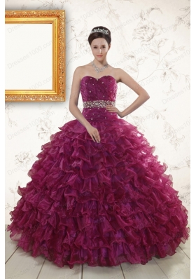Beading and Ruffles The Most Popular Burgundy Quinceanera Gown