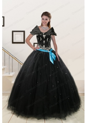 Elegant Appliques and Beading Quinceanera Dresses in Black