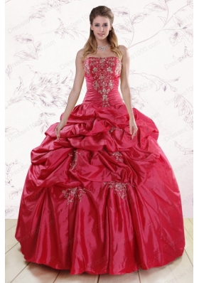 Elegant Strapless Hot Pink Quinceanera Dresses with Embroidery