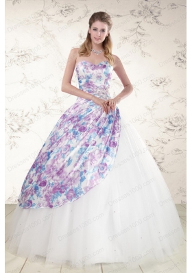 2015 Cheap Puffy Multi Color Quinceanera Dresses with Beading