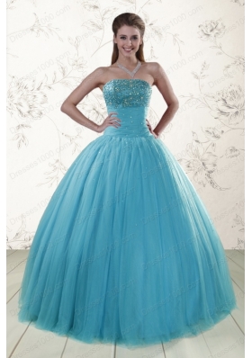 2015 Elegant Sweetheart Baby Blue Quinceanera Dresses with Appliques