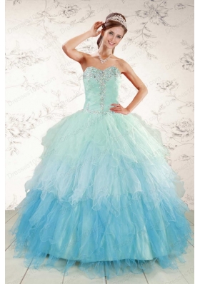 Elegant Multi Color 2015 Quinceanera Dresses with Beading and Ruffles
