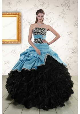 Elegant Ruffles 2015 Quinceanera Dresses with Zebra and Belt