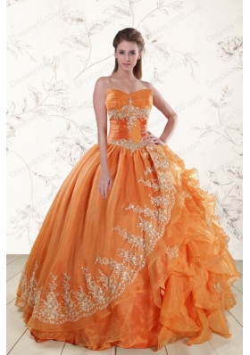Elegant Strapless Appliques 2015 Quinceanera Dresses in Orange
