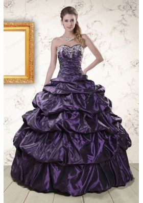 Fashionable Sweetheart Purple Sweet 15 Dresses with Appliques for 2015