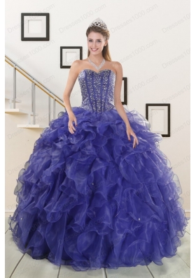 In Stock Pretty Sweetheart Purple Quinceanera Dresses with Beading and Ruffles