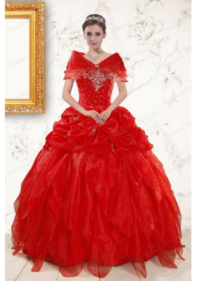 Most Popular Sweetheart Beading Cheap Quinceanera Dresses in Red