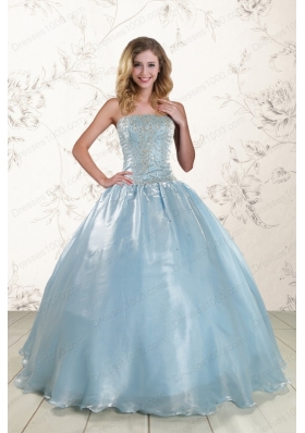 New Style Cheap Beading Sweet 15 Dresses with Strapless