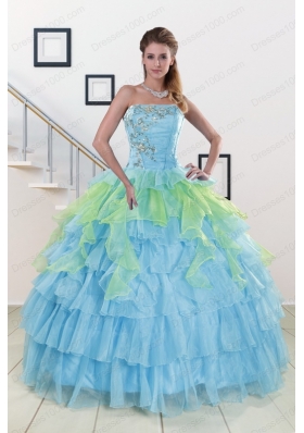 Pretty Strapless 2015 Quinceanera Dresses with Beading