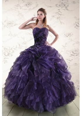 Cheap Sweetheart Appliques Purple Quinceanera Dress for 2015