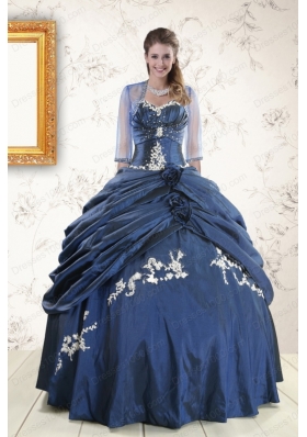Cheap Sweetheart Navy Blue Quinceanera Dresses with Wraps