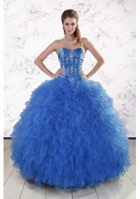 Fashionable Royal Blue 2015 Quinceanera Dresses with Appliques and Ruffles