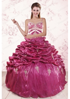 Most Popular Appliques  Quinceanera Gowns with Spaghetti Straps