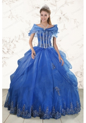 2015 New Style Appliques Quinceanera Dresses in Royal Blue