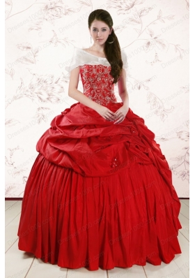 2015 New Style  Sweetheart Beading Quinceanera Dresses in Red