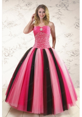 New Style Multi Color Sweet 15 Dresses with Beading for 2015
